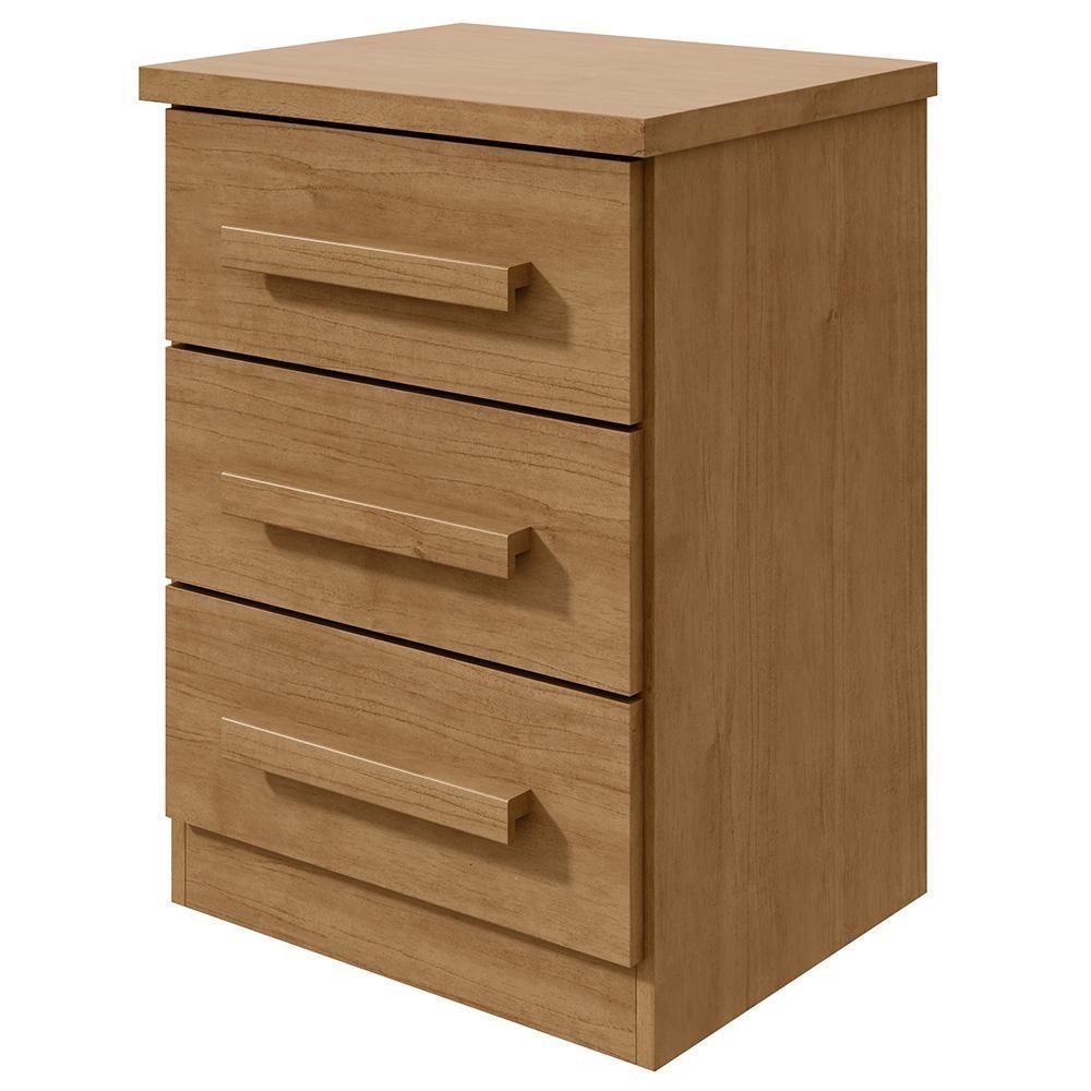 Mesa De Cabeceira 3 Gavetas Baião Lopas Amêndoa Amêndoa - 1