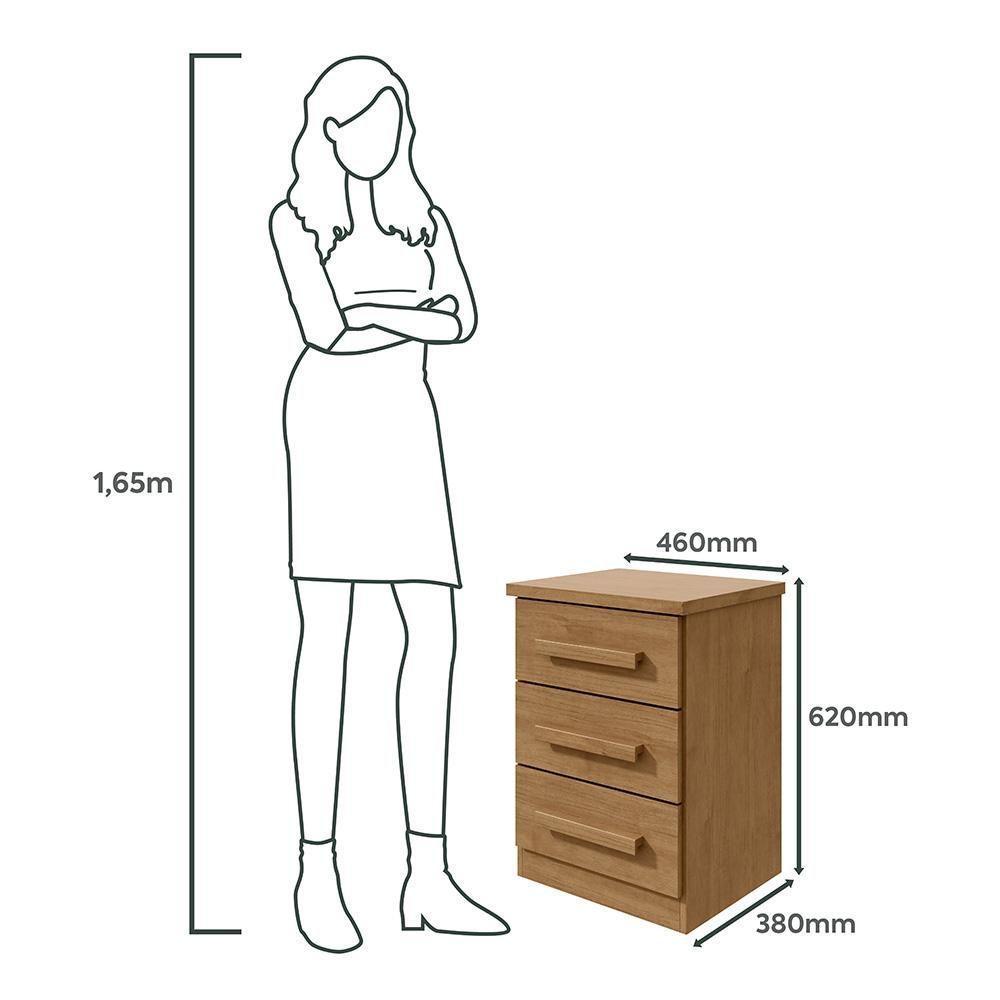 Mesa De Cabeceira 3 Gavetas Baião Lopas Amêndoa Amêndoa - 2