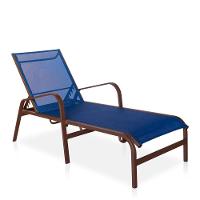 Conjunto 1 Mesa + 4 Cadeiras + 2 Espreguiçadeiras + 1 Mesinha De Centro + 1 Ombrelone - Marrom Azul