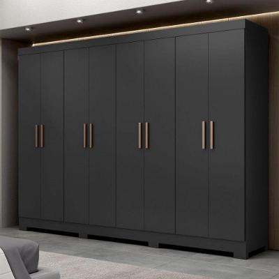 Guarda Roupa Casal Paris 8 Portas Preto Fosco MDP Maxel Móveis