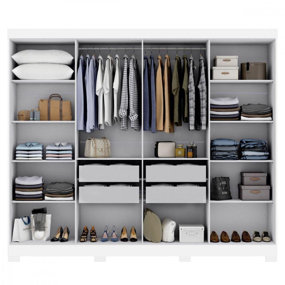 Guarda Roupa Casal Paris Com Pés 8 Portas Mdp Branco Brilho Maxel Branco - 4