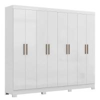 Guarda Roupa Casal Paris Com Pés 8 Portas Mdp Branco Brilho Maxel Branco - 2