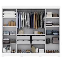 Guarda Roupa Casal Paris Com Pés 8 Portas Mdp Branco Brilho Maxel Branco