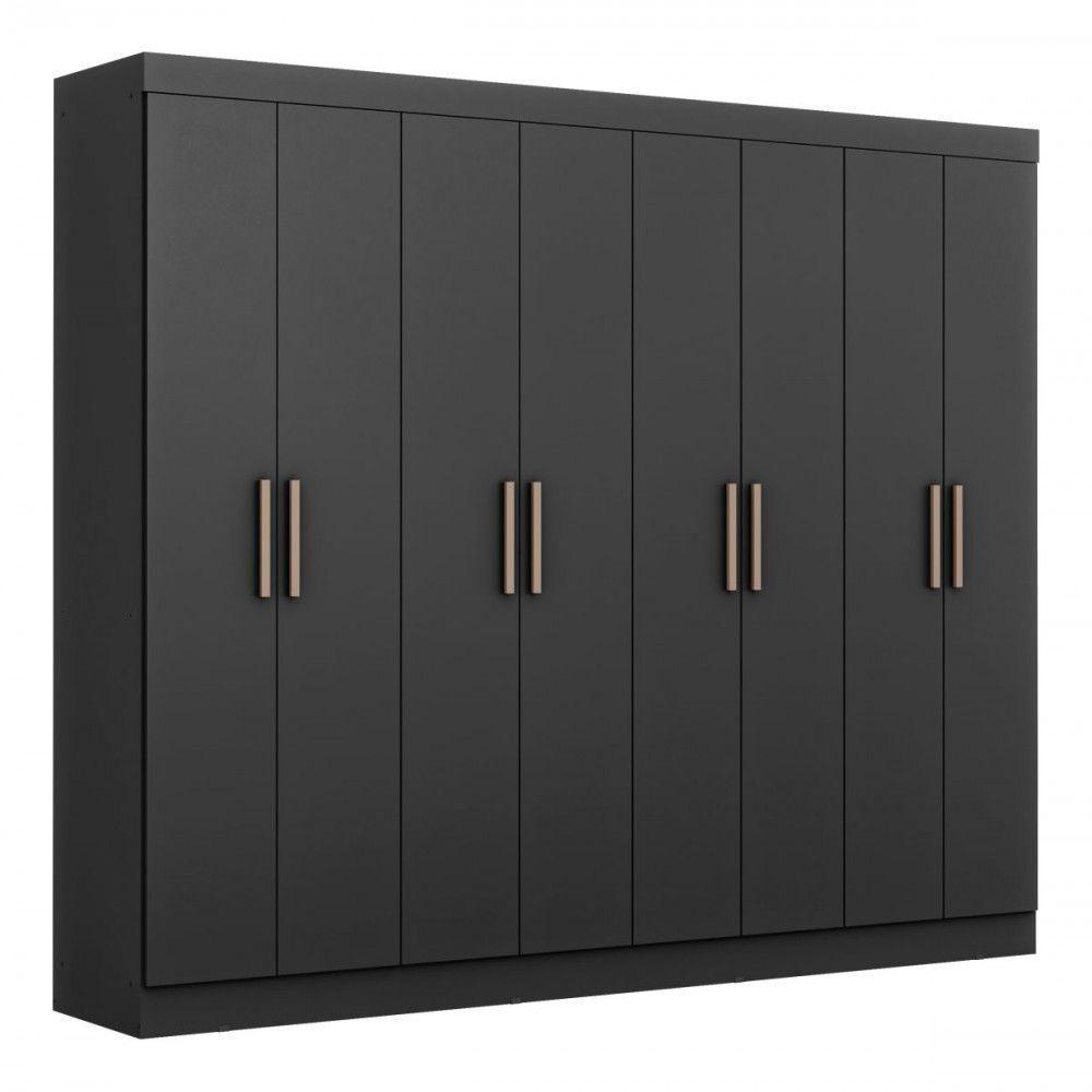 Guarda Roupa Casal Paris 8 Portas Mdp Preto Fosco Maxel Preto - 2