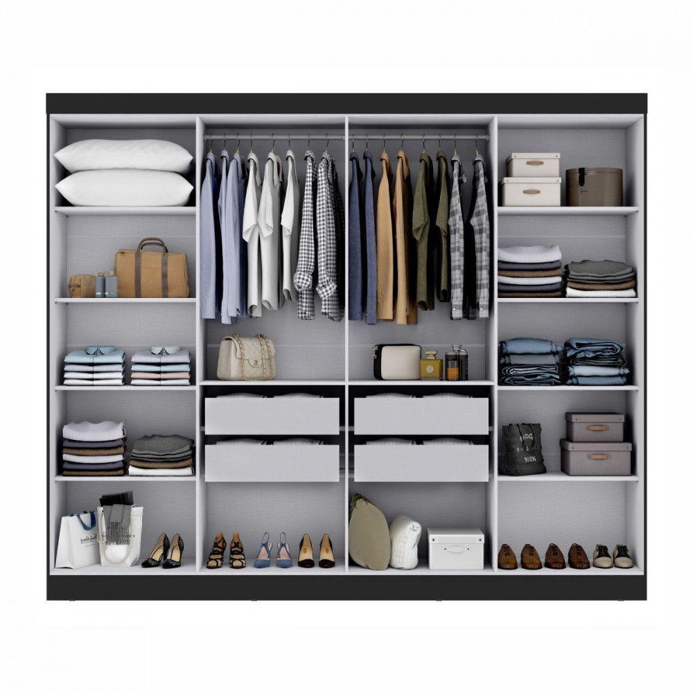 Guarda Roupa Casal Paris 8 Portas Mdp Preto Fosco Maxel Preto - 4