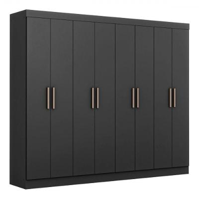 Guarda Roupa Casal Paris 8 Portas Preto Fosco MDP Maxel Móveis