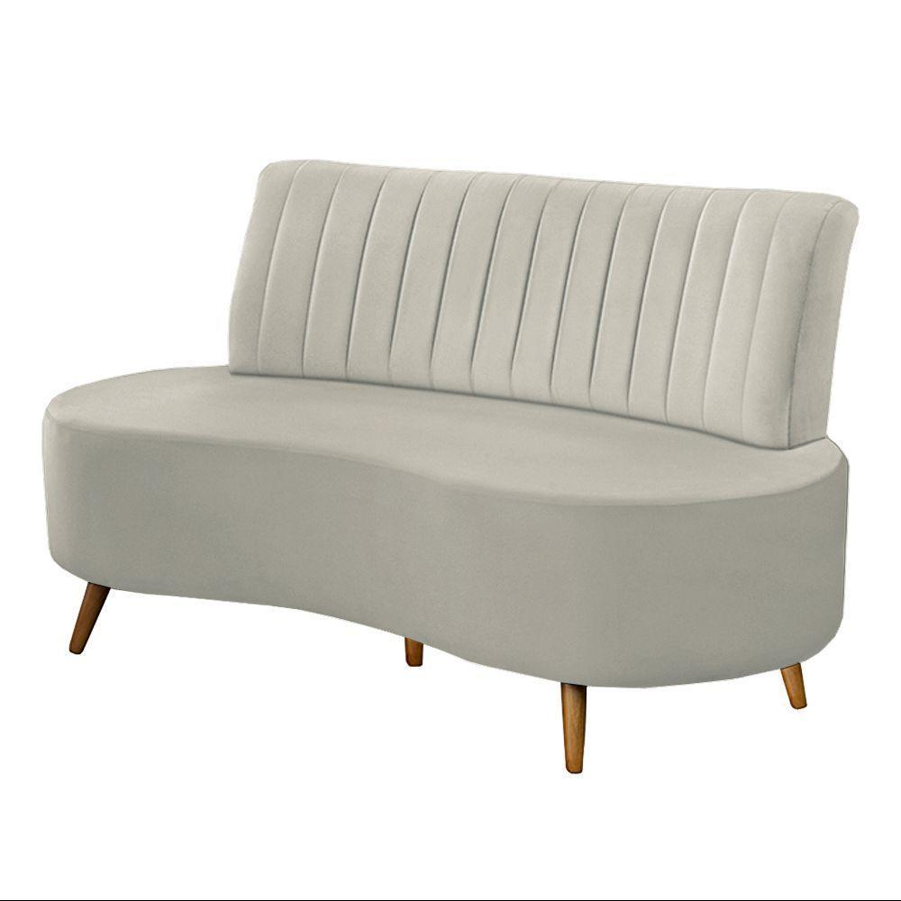 Sofá Decorativo 1,60m 2 Lugares Katara Veludo Bege Claro G33 - Gran Belo - 1