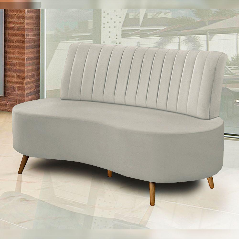 Sofá Decorativo 1,60m 2 Lugares Katara Veludo Bege Claro G33 - Gran Belo - 3