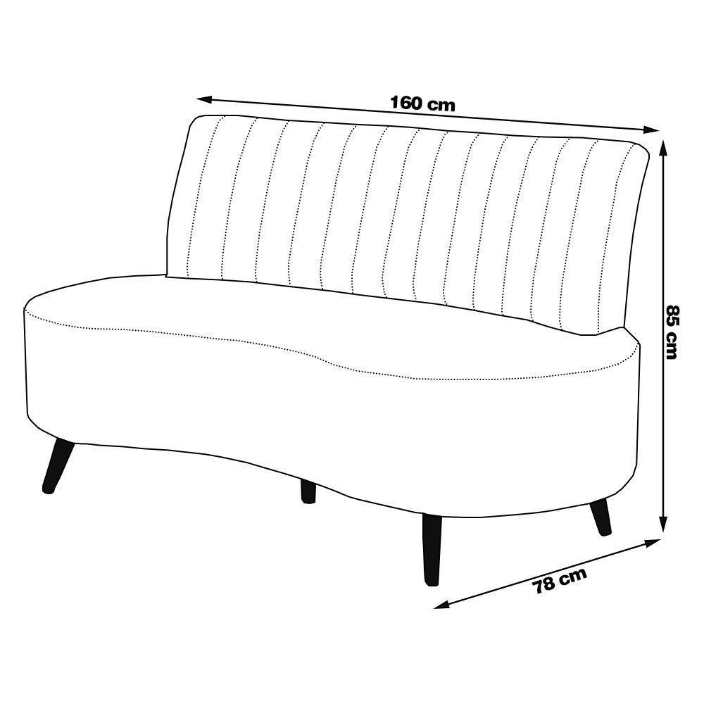 Sofá Decorativo 1,60m 2 Lugares Katara Veludo Bege Claro G33 - Gran Belo - 5