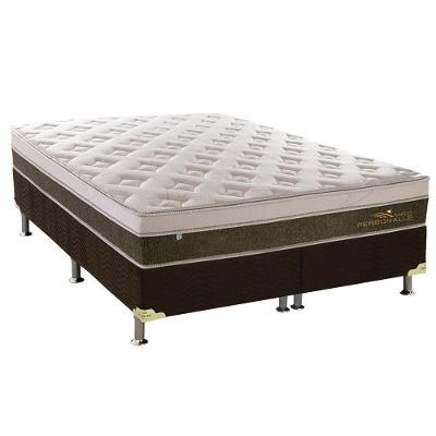 Cama Box King: Colchão Molas Plumatex Masterpocket Ensacadas Personalle + Base Marrom(193X203)