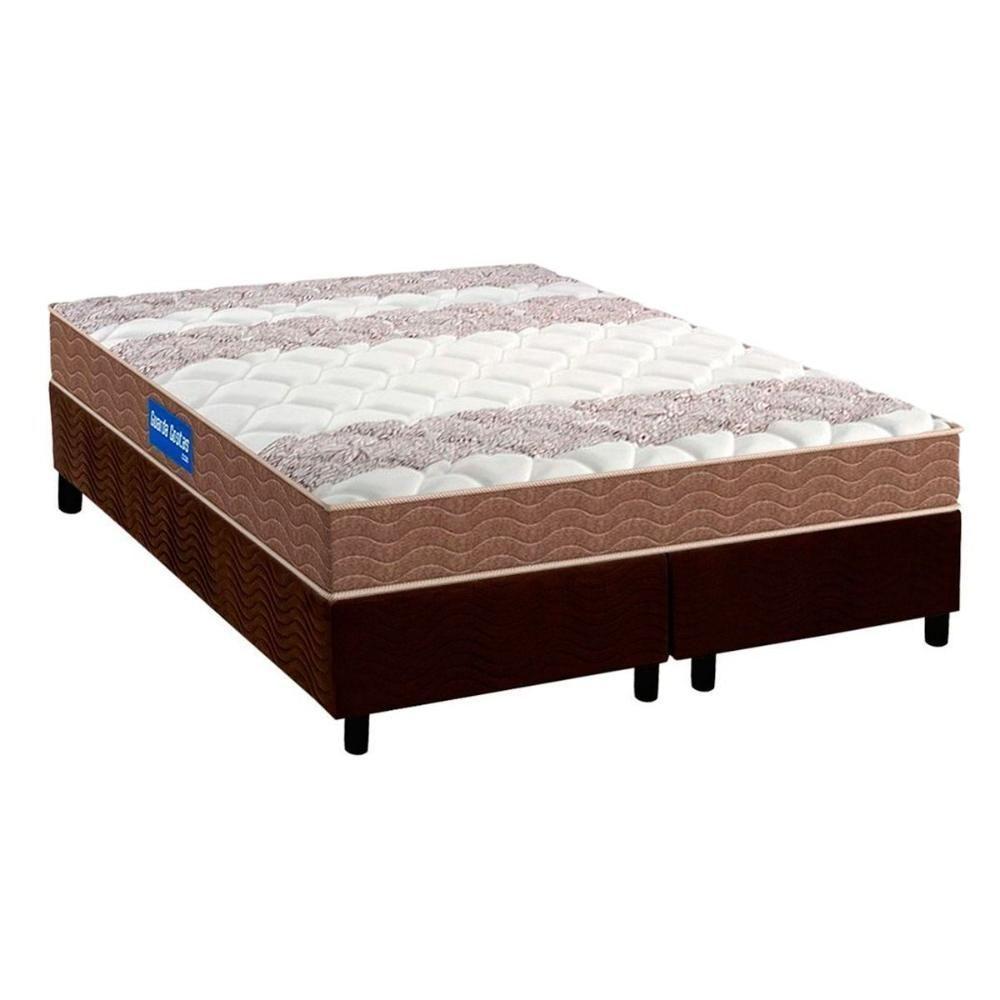 Cama Box King: Colchão Espuma Probel D28 Guarda Costas + Base CRC Suede Brown(193x203) - 1