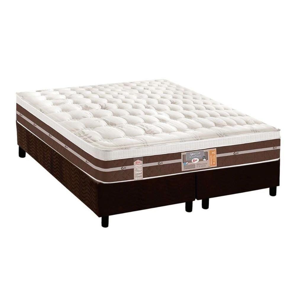 Cama Box King: Colchão Molas Ensacadas Castor Pocket Silver Star Air Híbrido + Base CRC Suede Brown(193x203) - 1