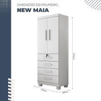 Multiuso Roupeiro Maia 2 Portas 4 Gavetas Com Chave Benetil Branco - 5