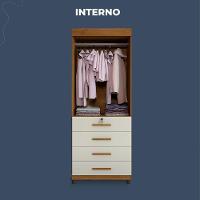 Multiuso Roupeiro Maia 2 Portas 4 Gavetas Com Chave Benetil Cinamomo Off White - 6