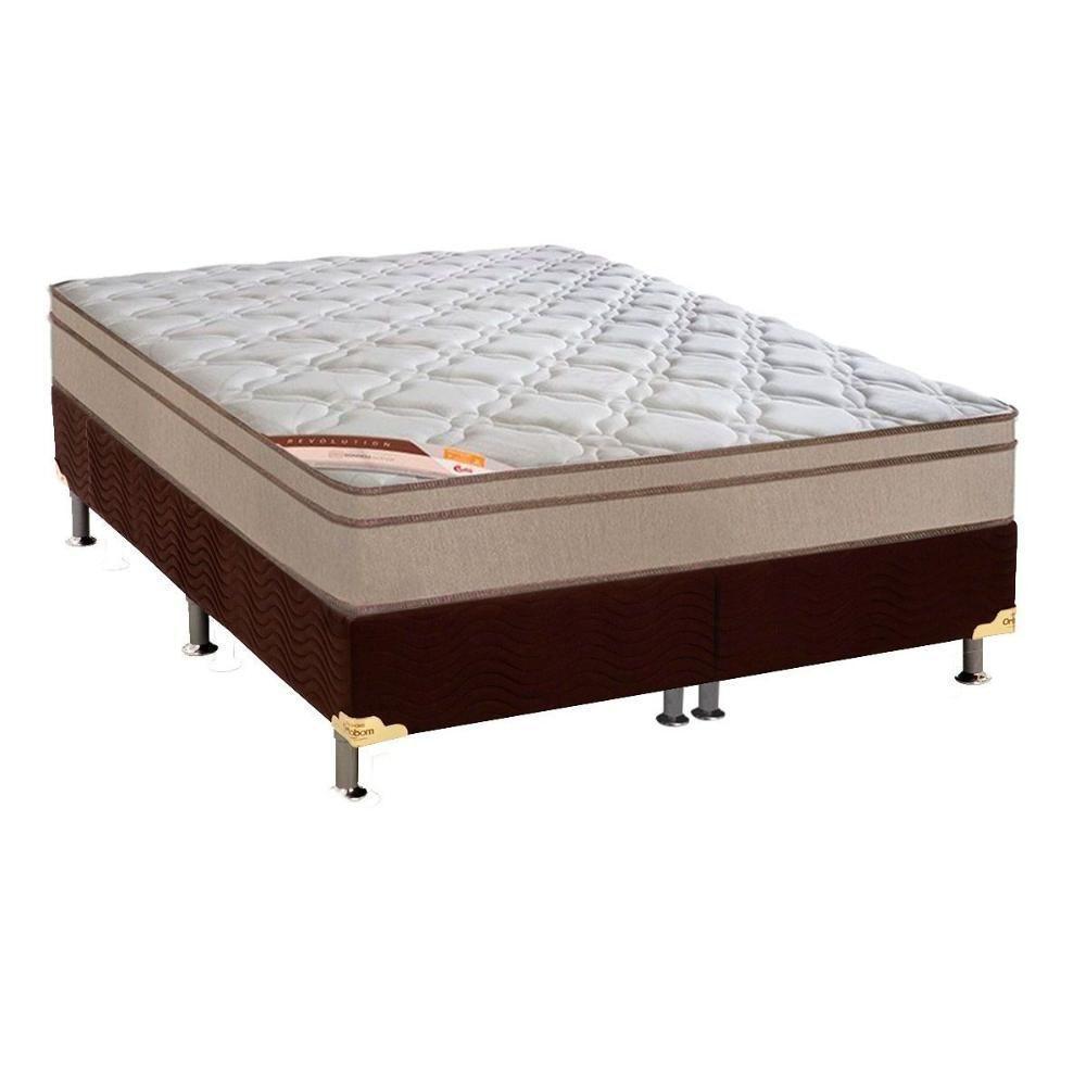 Cama Box King: Colchão Molas Castor Bonnel Revolution + Base CRC Suede Brown(193x203) - 1
