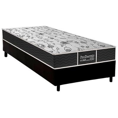Cama Box Solteiro: Colchão Molas Probel Prolastic Sleep + Base CRC Courano Black(88x188)