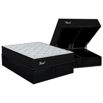 Cama Box Baú King: Colchão Molas Ensacadas Orthoflex Masterpocket Tricot + Base Black(193X203)