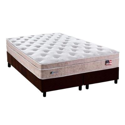 Cama Box King: Colchão Molas MasterPocket Ensacadas Plumatex   Miami + Base CRC Suede Marrom(193x203)
