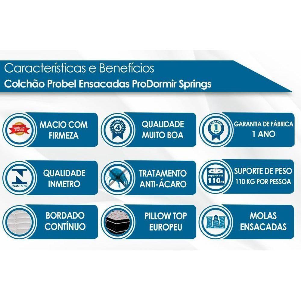 Cama Box King: Colchão Molas Ensacadas Probel Masterpocket Prodormir Springs + Base Black(193X203) - 4