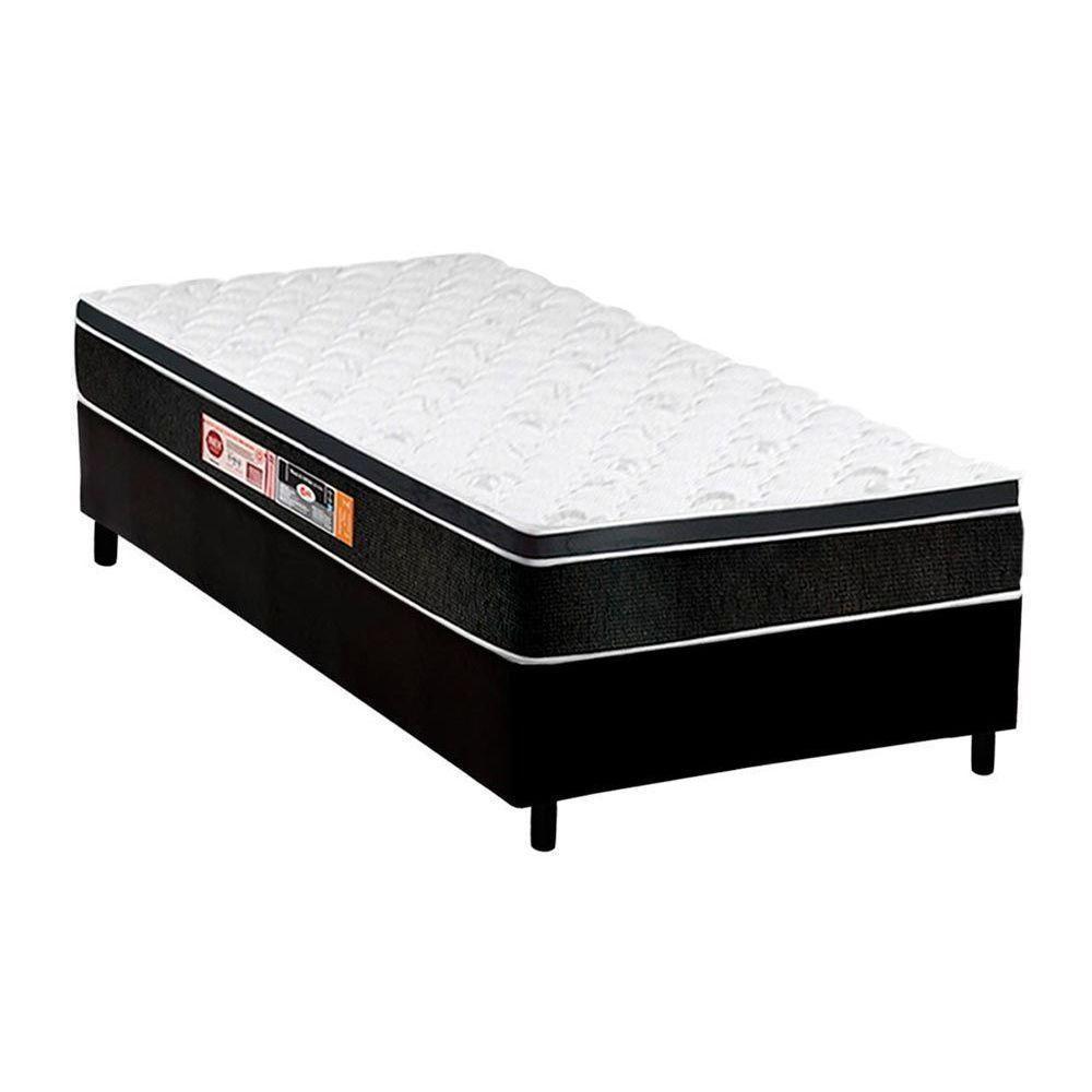 Cama Box Solteiro: Colchão Espuma Castor D45 Black e White Air + Base CRC Courano Black(88x188) - 1