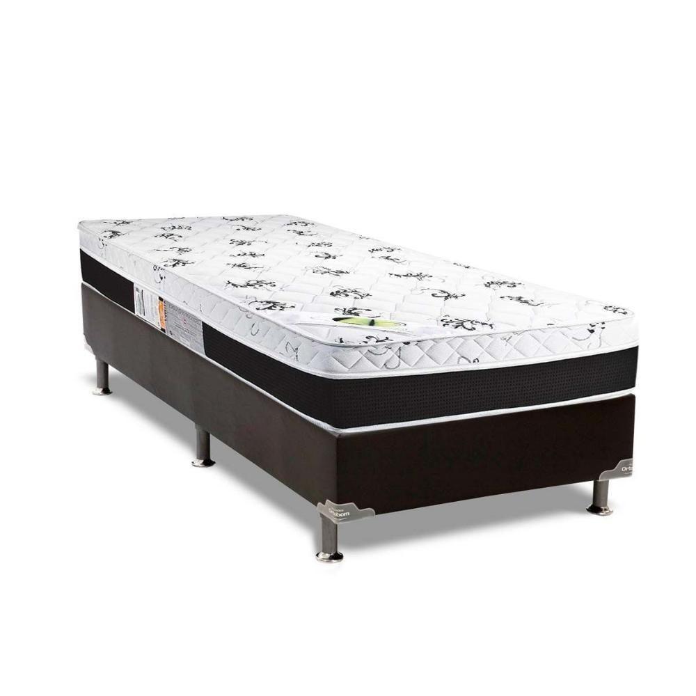 Cama Box Solteiro: Colchão Anatômico Luckspuma D33/AG65 Aspen 50 + Base CRC Suede Black(88x188) - 1