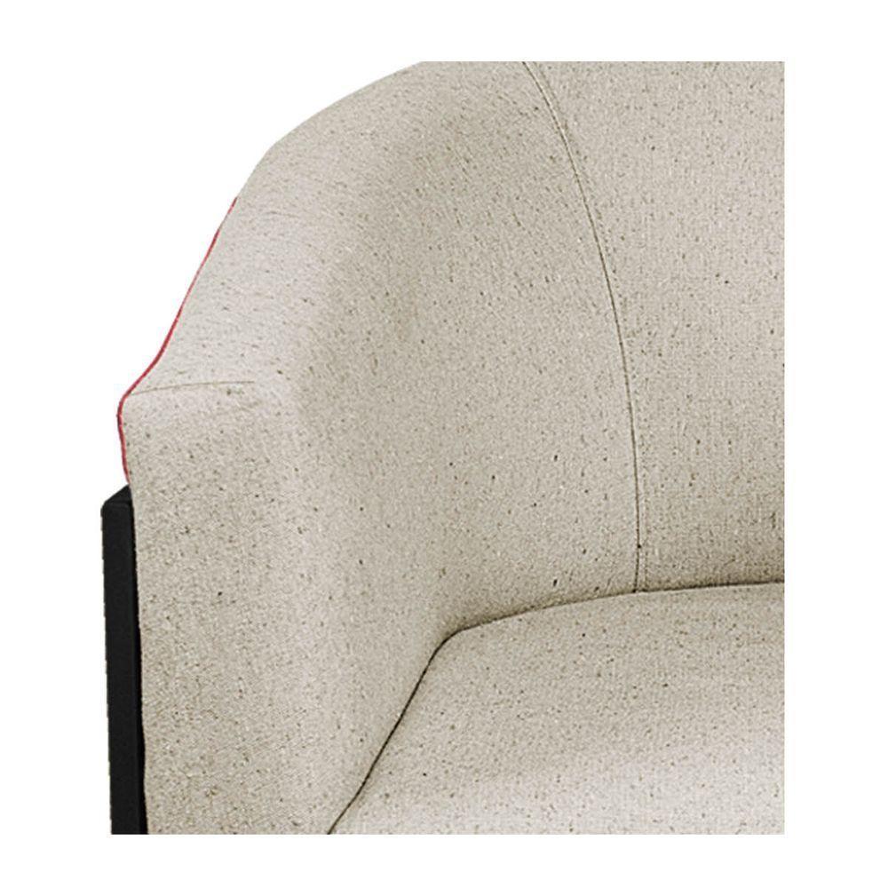 Poltrona Base de Ferro Vermelho e Linho Bege - 3