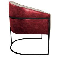 Poltrona Base de Ferro Vermelho e Linho Bege