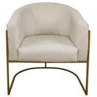 Poltrona Base de Ferro Vermelho e Linho Bege - 6