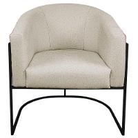 Kit 02 Poltronas Base de Ferro Vermelho e Linho Bege - 6