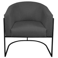 Kit 02 Poltronas Base de Ferro Preto e Linho Cinza Escuro - 6