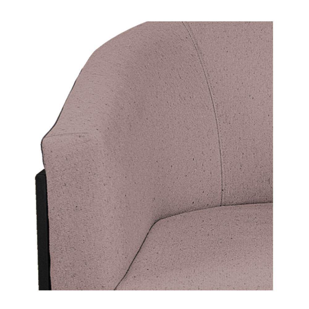 Kit 02 Poltronas Base de Ferro Preto e Linho Rosê - 2