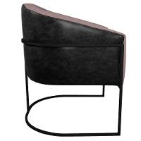 Kit 02 Poltronas Base de Ferro Preto e Linho Rosê - 3