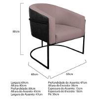 Kit 02 Poltronas Base de Ferro Preto e Linho Rosê - 5