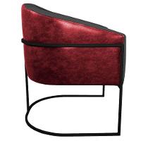 Kit 02 Poltronas Base de Ferro Vermelho e Linho Cinza Escuro - 3