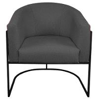 Kit 02 Poltronas Base de Ferro Vermelho e Linho Cinza Escuro - 6