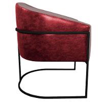 Kit 02 Poltronas Base de Ferro Vermelho e Linho Rosê - 3