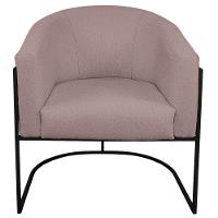 Kit 02 Poltronas Base de Ferro Vermelho e Linho Rosê - 6