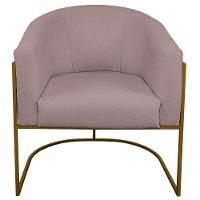 Kit 02 Poltronas Base de Ferro Vermelho e Linho Rosê - 6