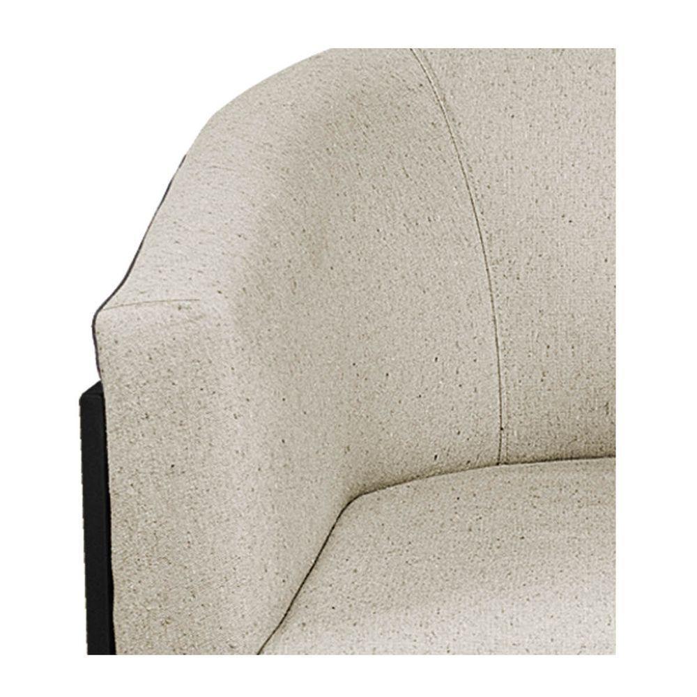 Kit 02 Poltronas Base de Ferro Preto e Linho Bege - 2