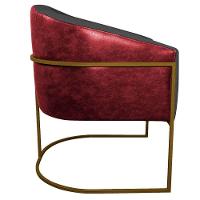 Kit 02 Poltronas Base de Ferro Vermelho e Linho Cinza Escuro - 3