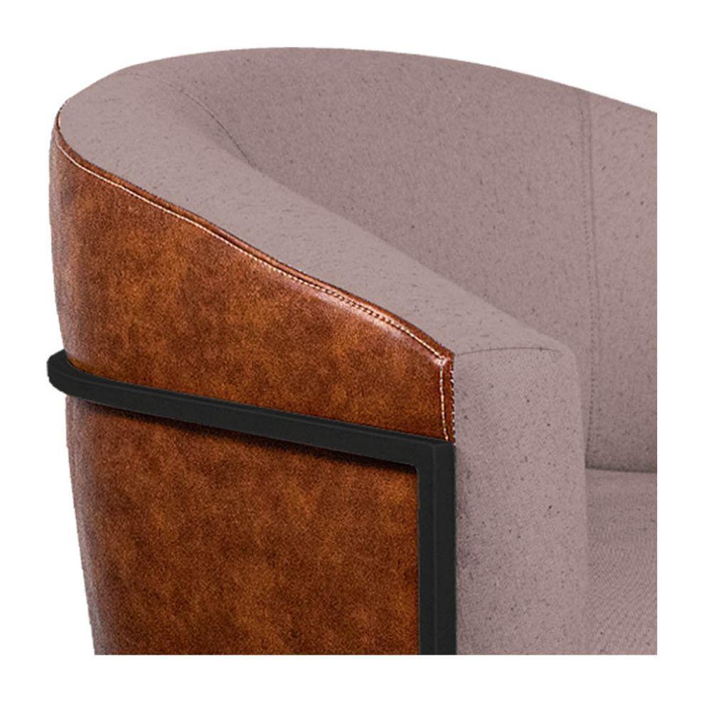 Poltrona Ferro Preto Corano Nozes E Linho Rosê - 2