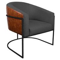 Poltrona Ferro Preto Corano Nozes E Linho Chumbo - 1