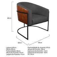 Poltrona Ferro Preto Corano Nozes E Linho Chumbo - 5