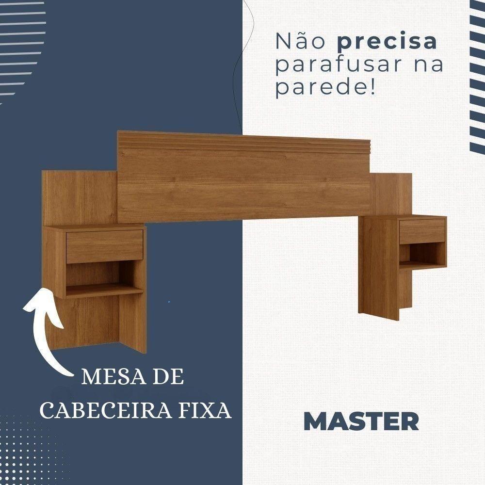 Cabeceira Casal Master Extensível Com Mesa De Cabeceira Benetil Cinamono - 3