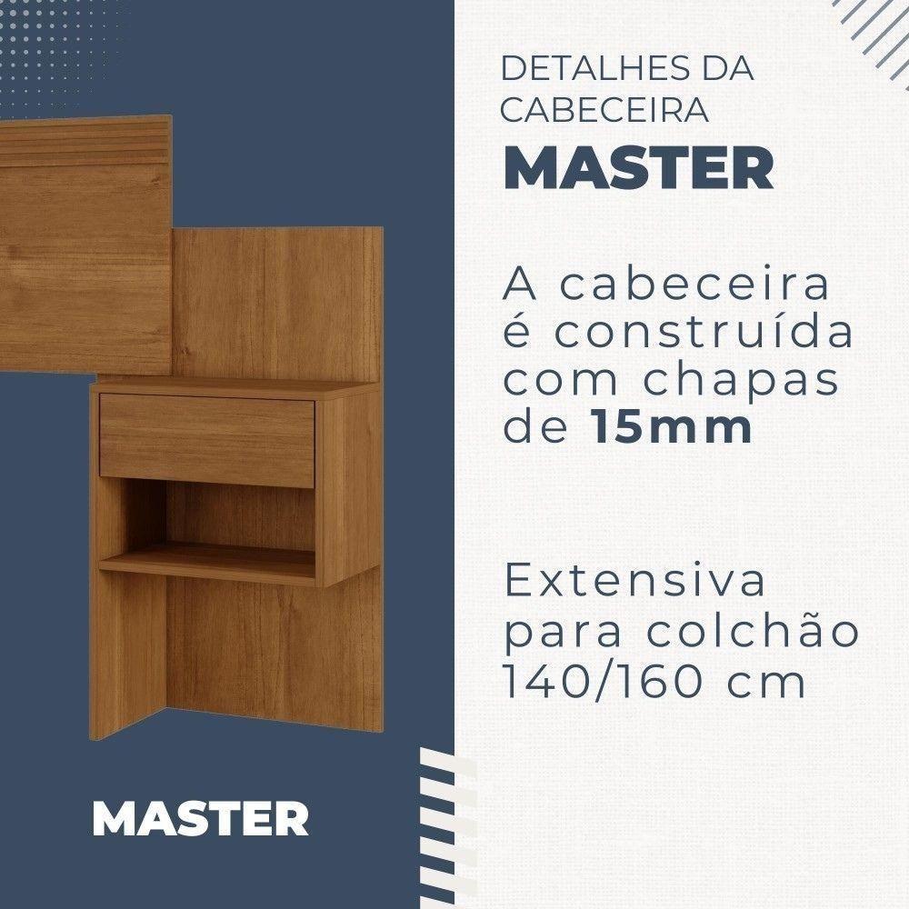 Cabeceira Casal Master Extensível Com Mesa De Cabeceira Benetil Cinamono - 5