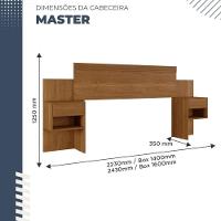 Cabeceira Casal Master Extensível Com Mesa De Cabeceira Benetil Cinamono