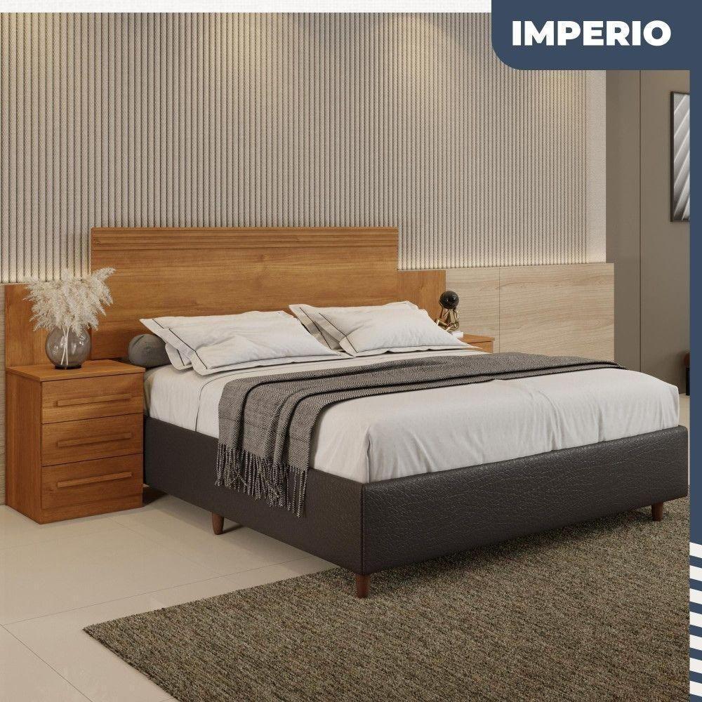 Cabeceira Casal Império Extensível Com Mesa De Cabeceira Benetil Cinamono - 2