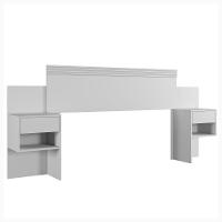 Cabeceira Casal Master Extensível Com Mesa De Cabeceira Benetil Branco - 1