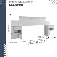 Cabeceira Casal Master Extensível Com Mesa De Cabeceira Benetil Branco - 2