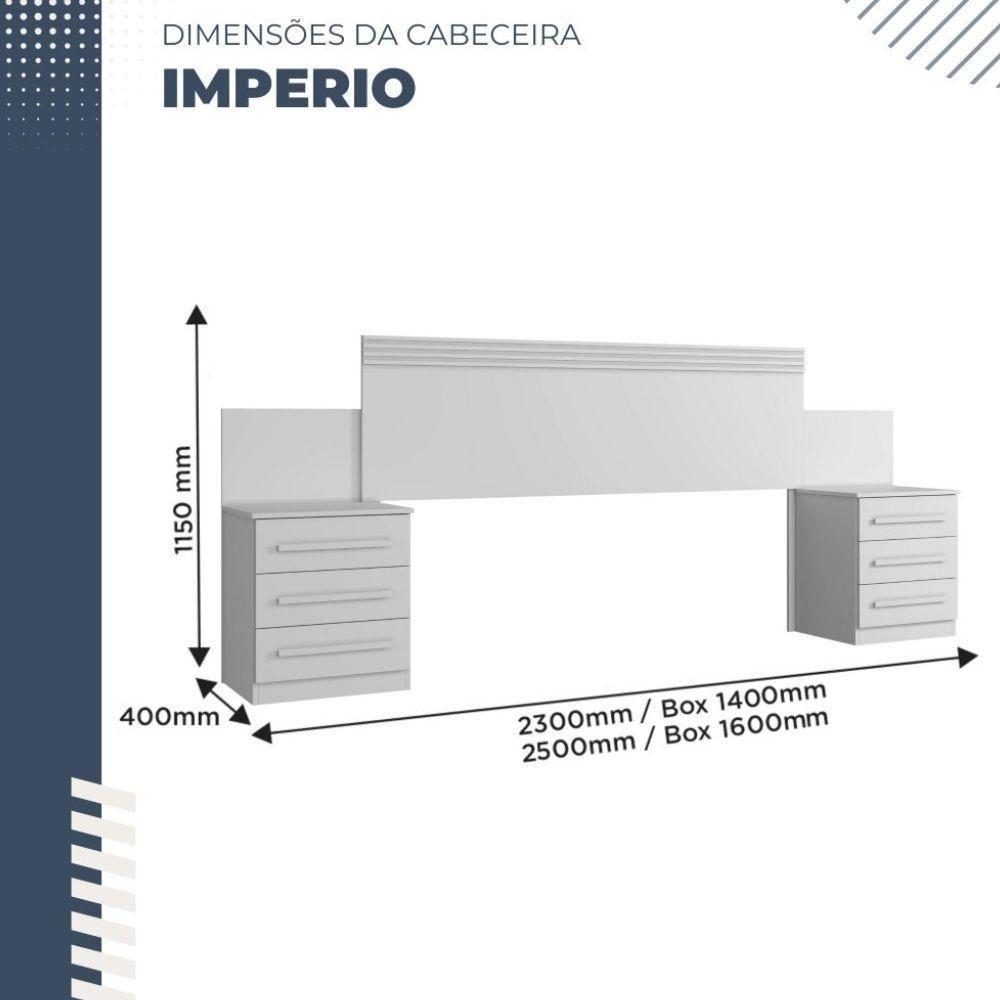 Cabeceira Casal Império Extensível Com Mesa De Cabeceira Benetil Branco - 3